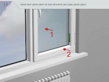 Kanat camı yerine takılır ve önce alt kısmın cam çıtası yerine çakılır.